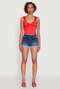 Womens Iris Sweetheart Cropped Tank Top, Red, Size L