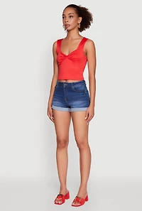 Womens Iris Sweetheart Cropped Tank Top, Red, Size L