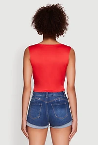 Womens Iris Sweetheart Cropped Tank Top, Red, Size L