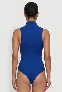 Compression Rib Sleeveless Mock Neck Bodysuit