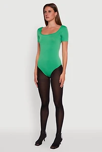 Womens Seamless Solid Short Sleeve Bodysuit,