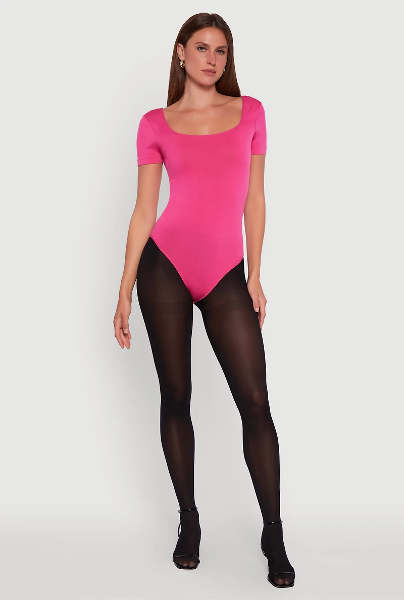 Seamless Solid Short Sleeve Bodysuit