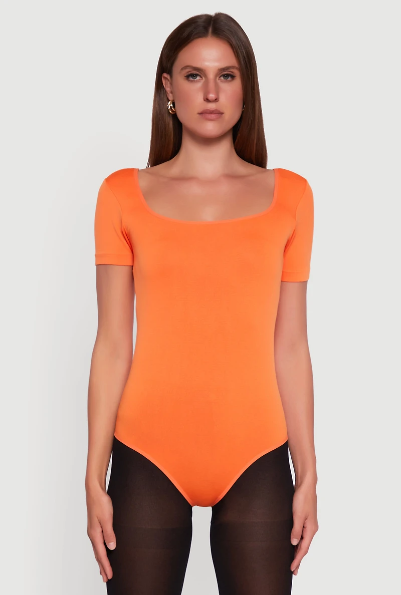 Seamless Solid Short Sleeve Bodysuit