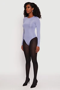 Womens Daisy Long Sleeve Crew Neck Bodysuit, Blue, Size M