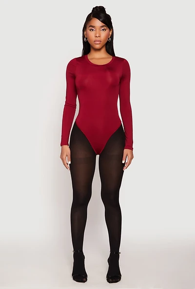Womens Daisy Long Sleeve Crew Neck Bodysuit,
