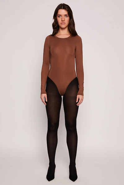 Womens Daisy Long Sleeve Crew Neck Bodysuit,