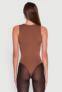 Womens Daisy Crew Neck Tank Bodysuit, Brown, Size M