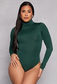 Womens Daisy Turtleneck Bodysuit, Green, Size S
