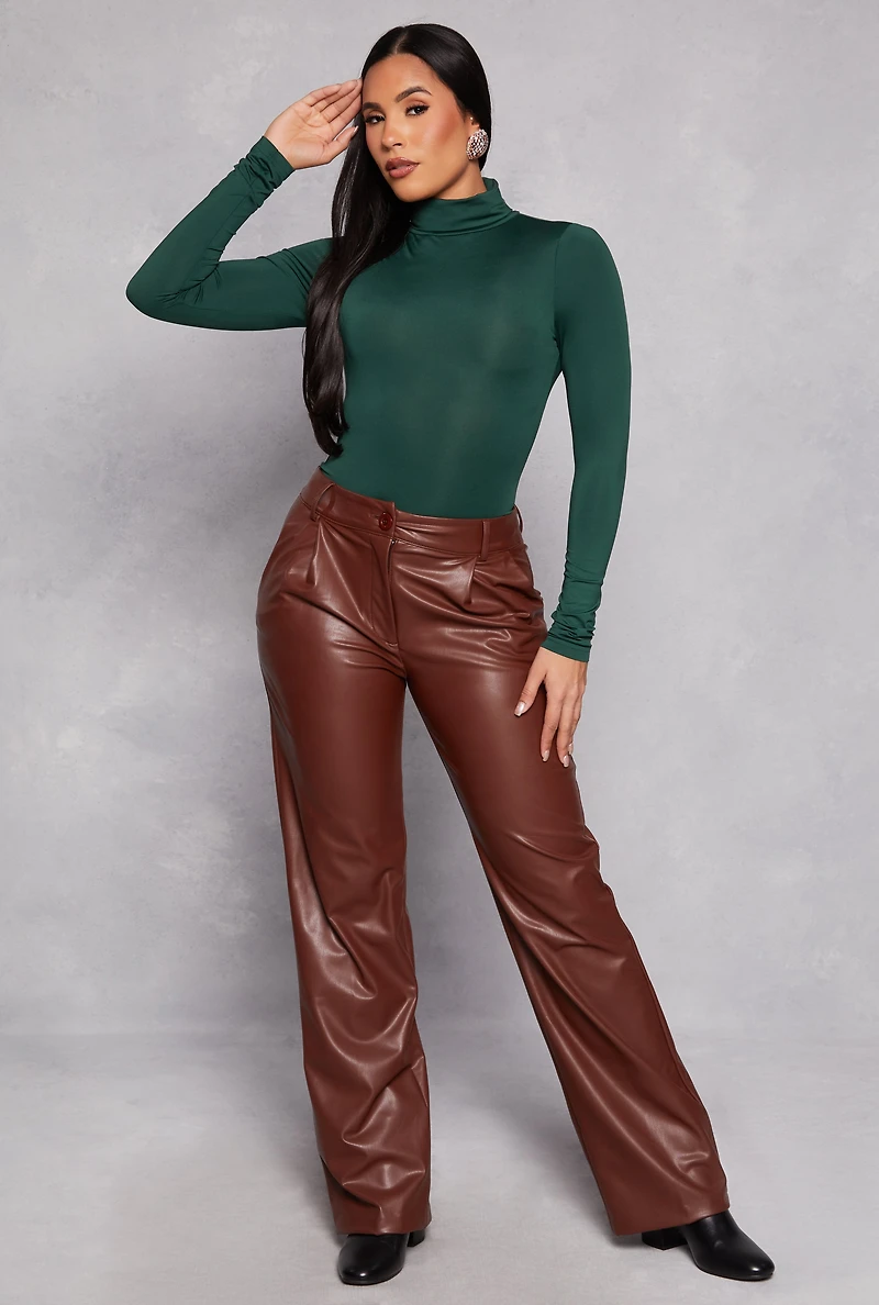 Womens Daisy Turtleneck Bodysuit, Green, Size S