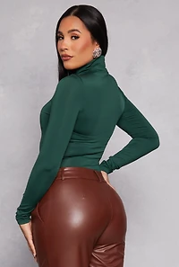 Womens Daisy Turtleneck Bodysuit, Green, Size S