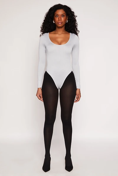 Womens Daisy Scoop Neck Long Sleeve Bodysuit,
