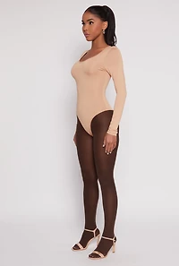 Womens Daisy Scoop Neck Long Sleeve Bodysuit,