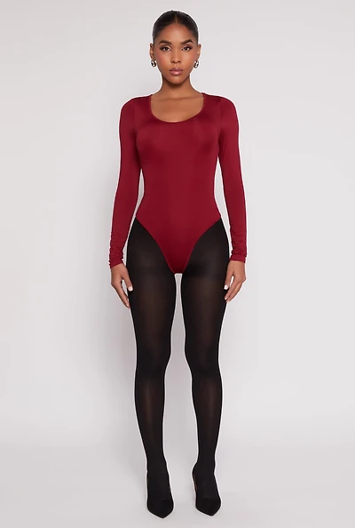 Womens Daisy Scoop Neck Long Sleeve Bodysuit,