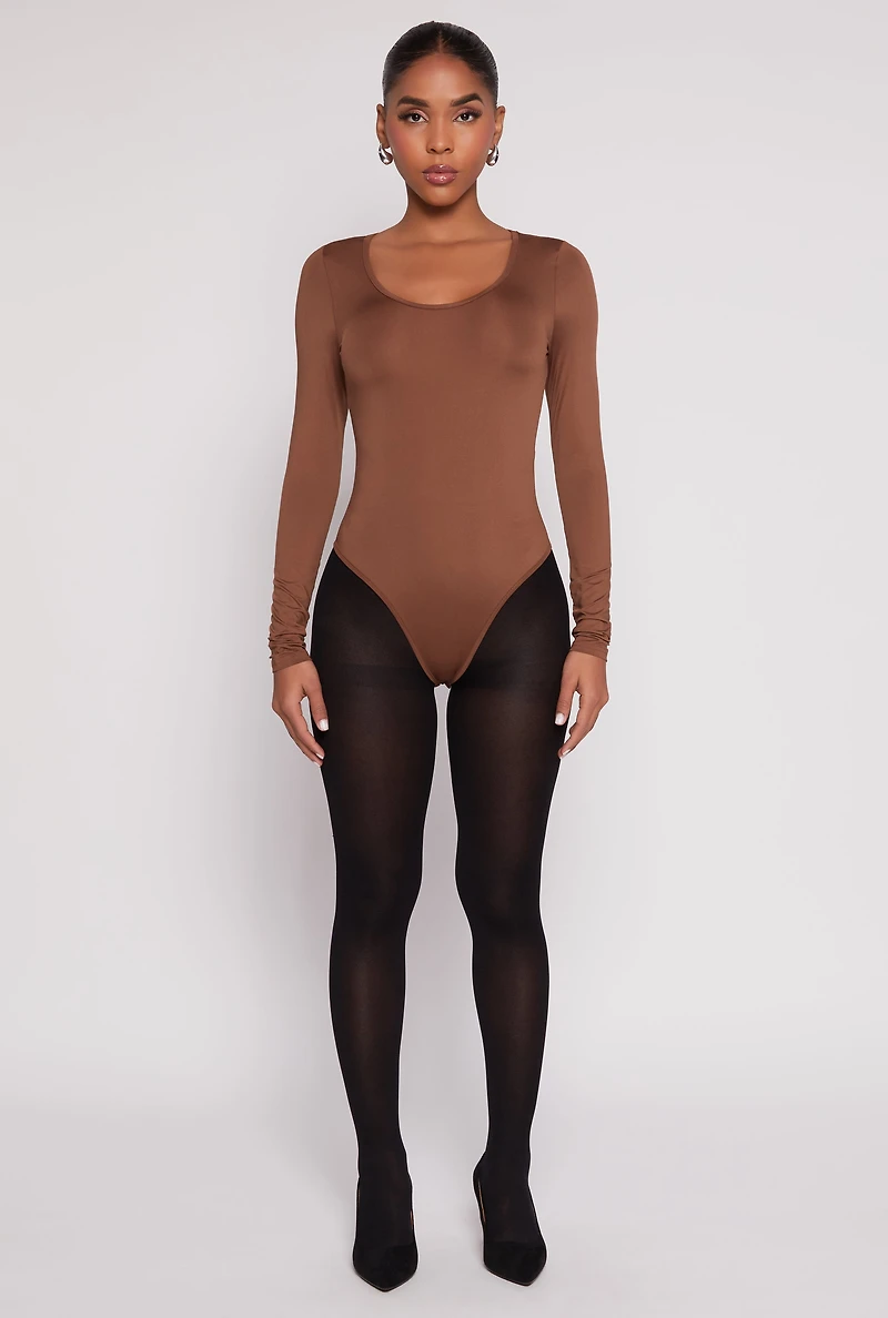 Womens Daisy Scoop Neck Long Sleeve Bodysuit, XL