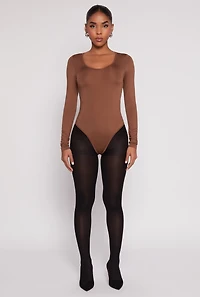 Womens Daisy Scoop Neck Long Sleeve Bodysuit, XL