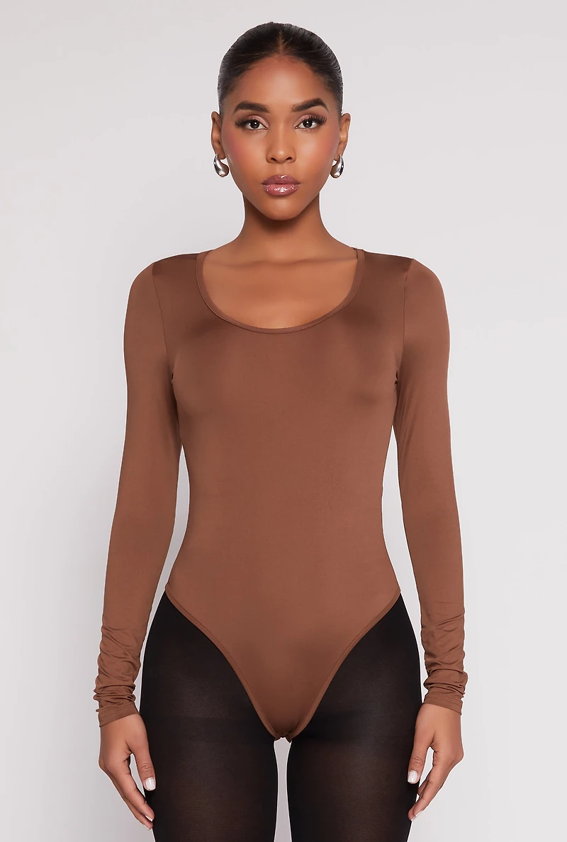 Womens Daisy Scoop Neck Long Sleeve Bodysuit, XL