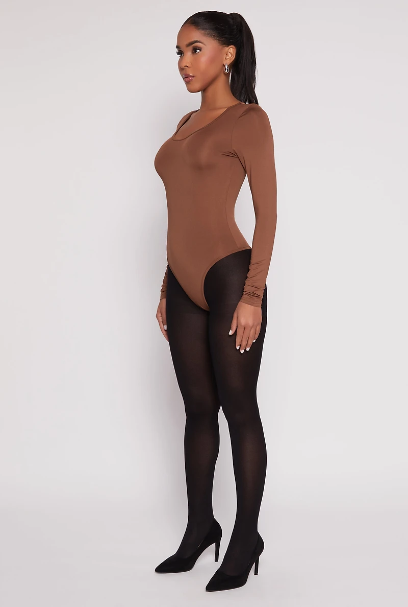 Womens Daisy Scoop Neck Long Sleeve Bodysuit, XL