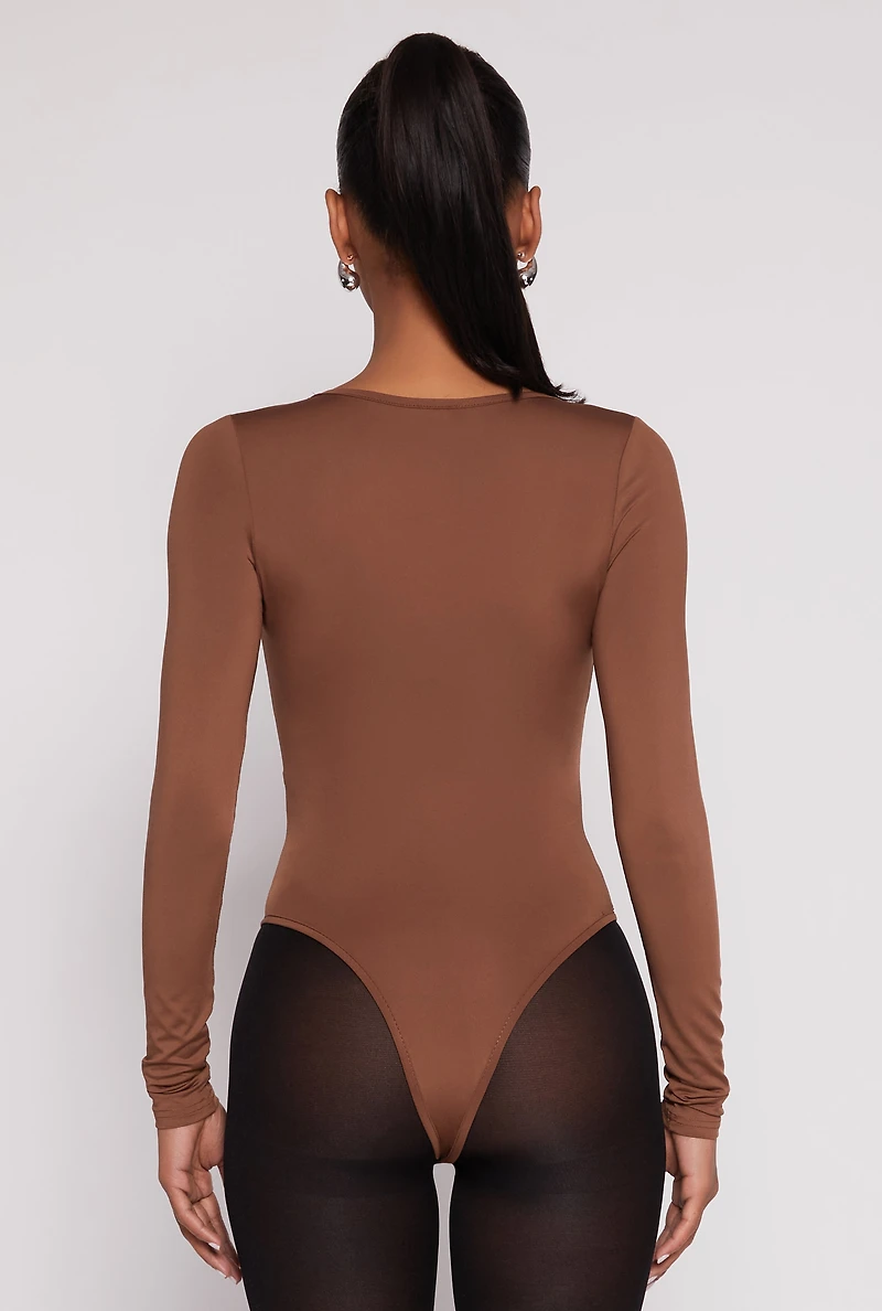 Womens Daisy Scoop Neck Long Sleeve Bodysuit, XL