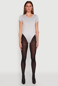 Womens Daisy Short Sleeve Crew Neck Bodysuit, Grey, Size L