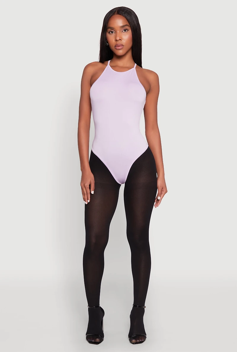 Womens Daisy High Neck Cami Bodysuit, Purple, Size S