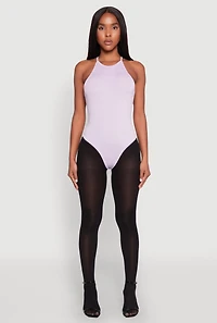 Womens Daisy High Neck Cami Bodysuit, Purple, Size S