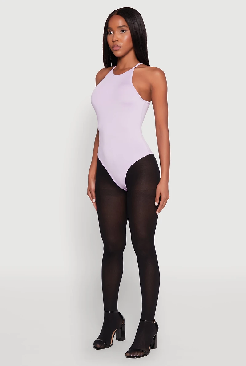 Womens Daisy High Neck Cami Bodysuit, Purple, Size S