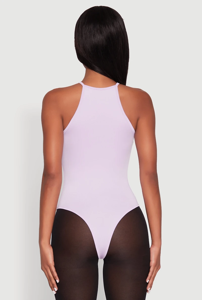 Womens Daisy High Neck Cami Bodysuit, Purple, Size S