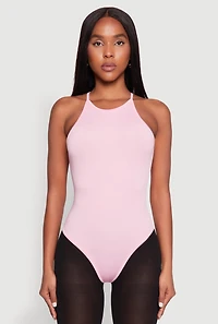 Womens Daisy High Neck Cami Bodysuit, Pink, Size M