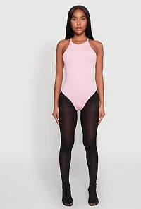Womens Daisy High Neck Cami Bodysuit, Pink, Size M