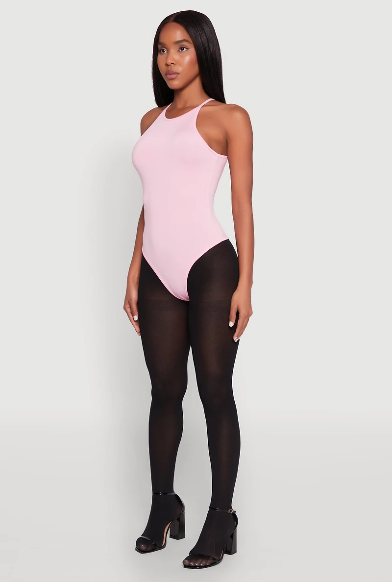 Womens Daisy High Neck Cami Bodysuit, Pink, Size M