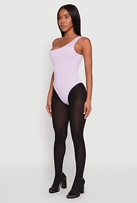 Womens Daisy Sleeveless One Shoulder Bodysuit, Purple, Size XL