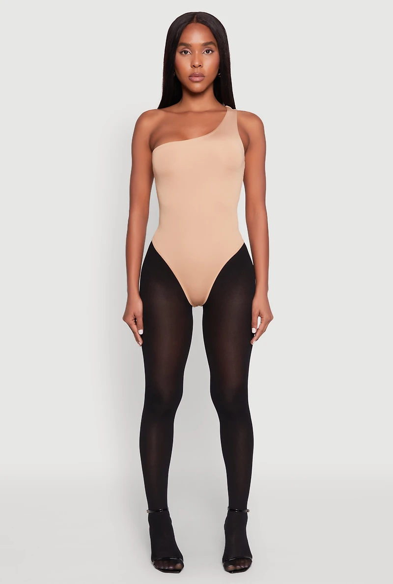 Womens Daisy Sleeveless One Shoulder Bodysuit,