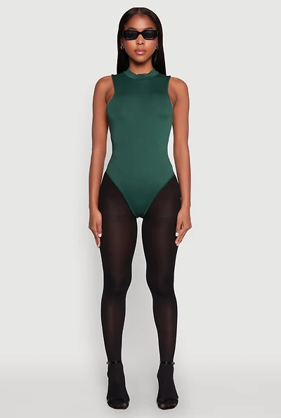 Womens Daisy Mock Neck Tank Bodysuit,