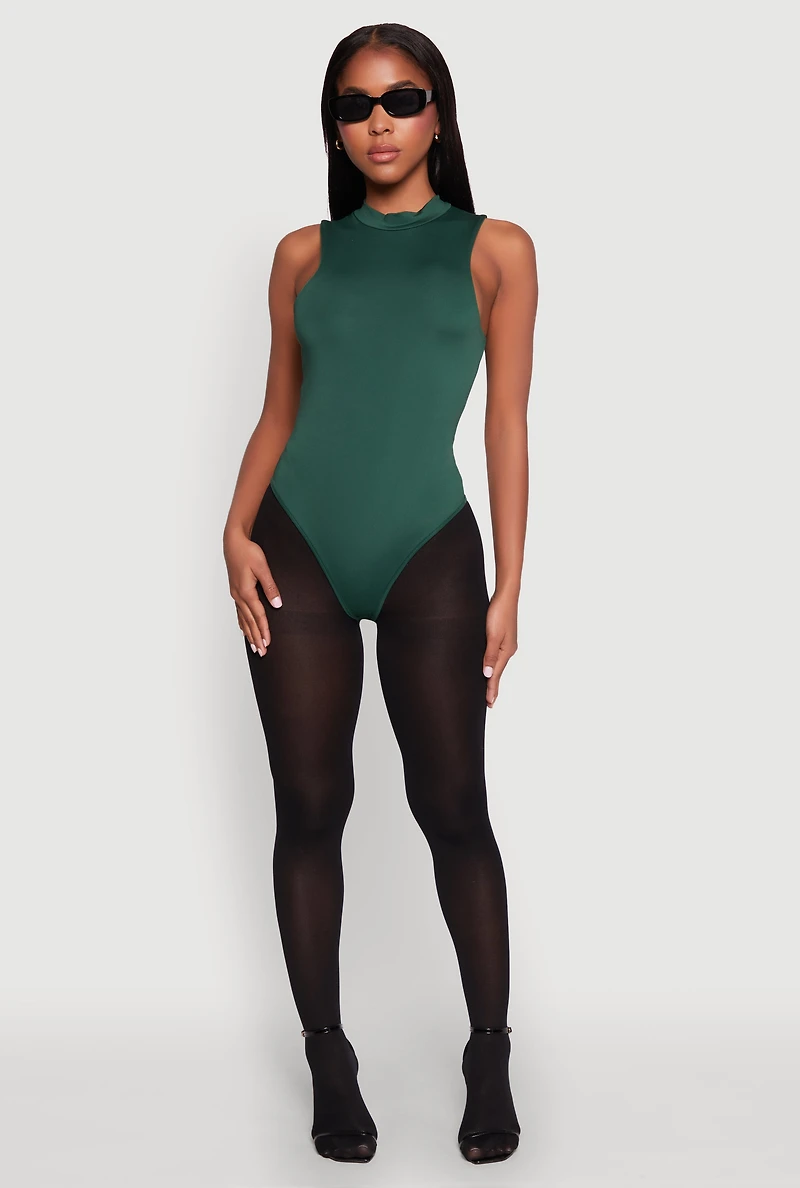 Womens Daisy Mock Neck Tank Bodysuit,