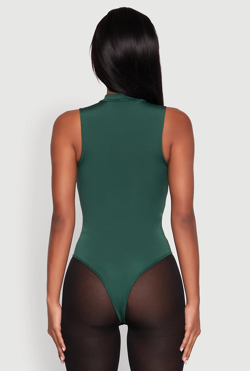 Womens Daisy Mock Neck Tank Bodysuit,