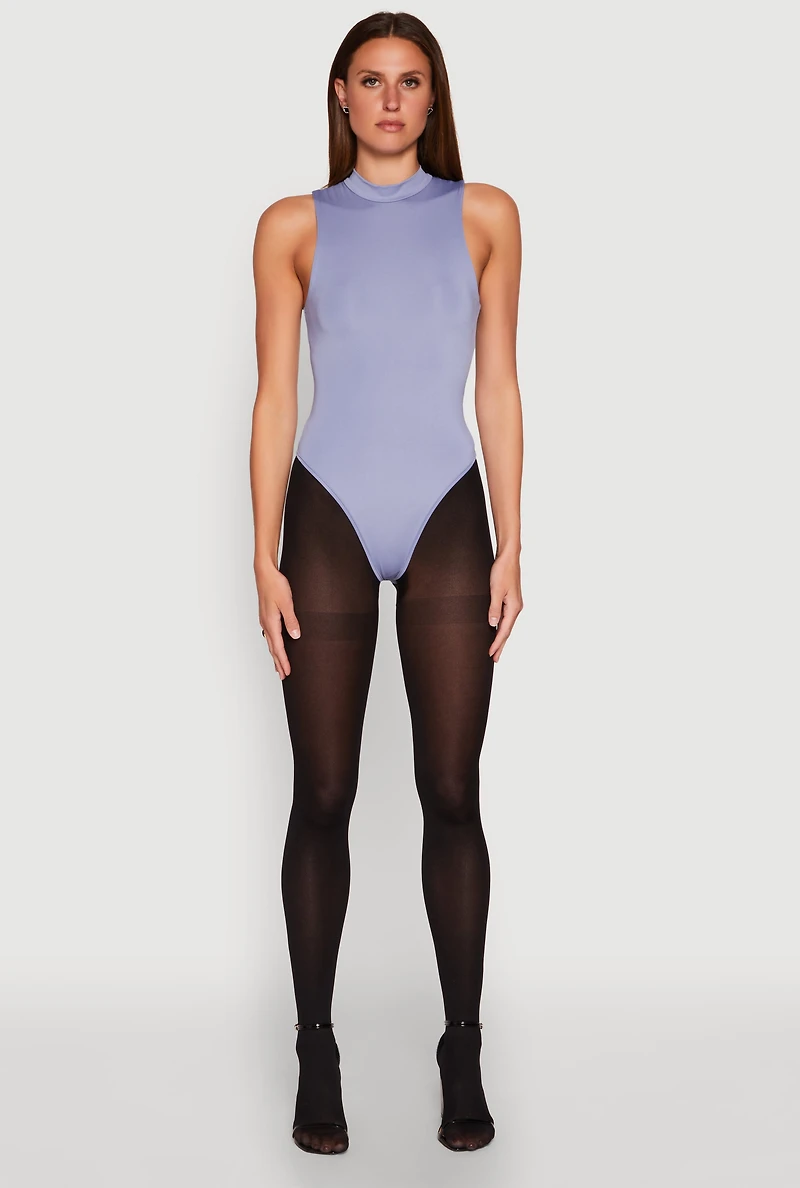 Womens Daisy Mock Neck Tank Bodysuit,