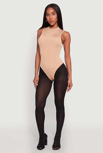 Womens Daisy Mock Neck Tank Bodysuit,