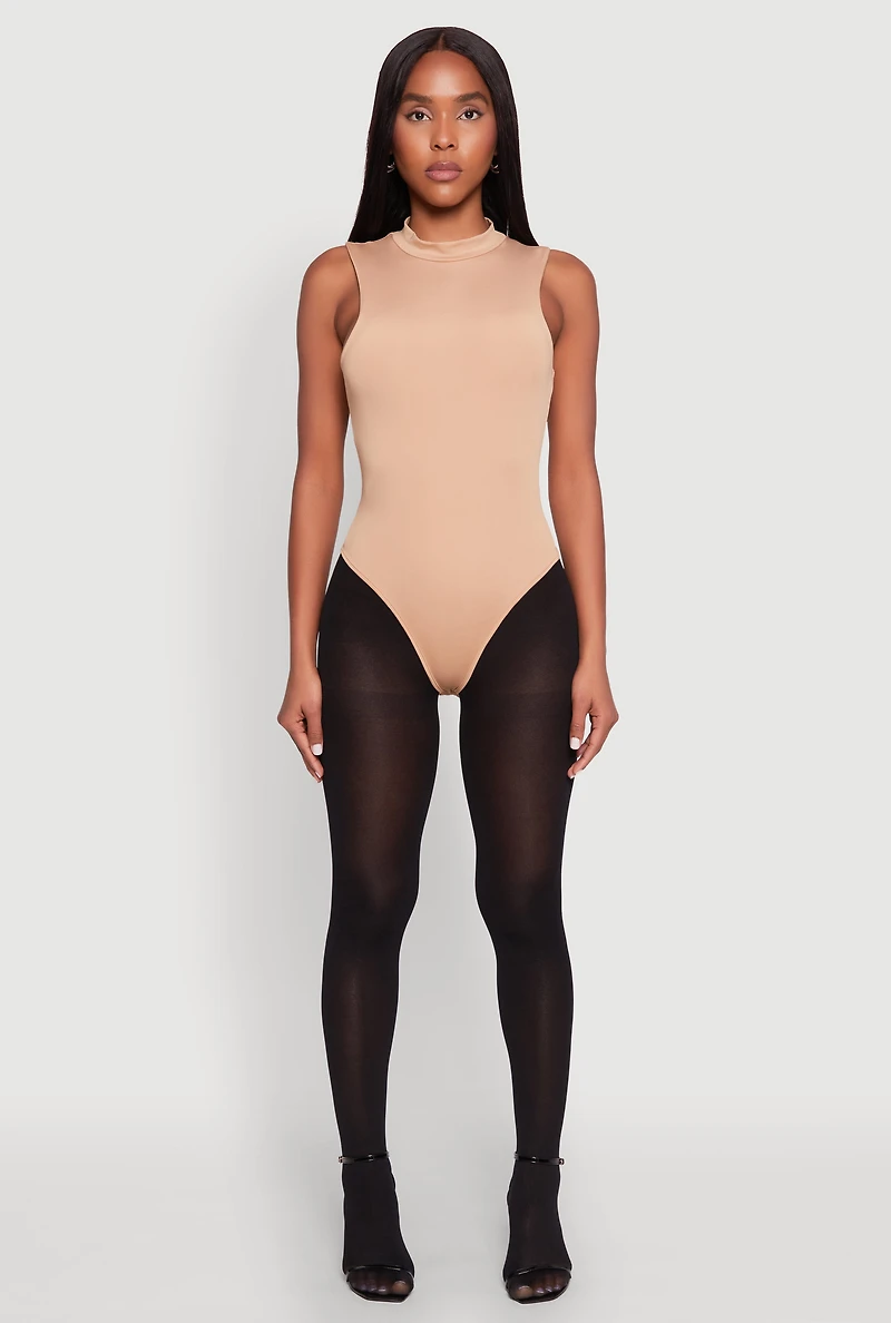 Womens Daisy Mock Neck Tank Bodysuit, L