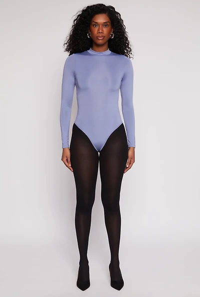 Womens Daisy Mock Neck Long Sleeve Bodysuit,