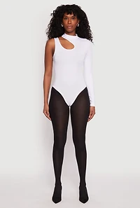 Womens Daisy Keyhole One Shoulder Bodysuit, White, Size M