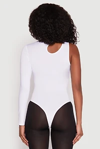 Womens Daisy Keyhole One Shoulder Bodysuit, White, Size M