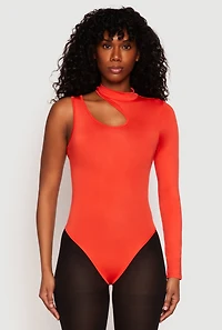 Womens Daisy Keyhole One Shoulder Bodysuit, Orange,