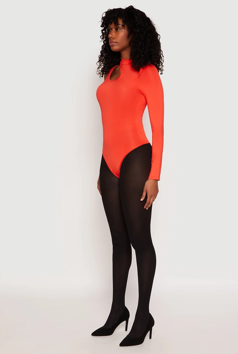 Womens Daisy Keyhole One Shoulder Bodysuit, Orange,