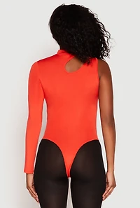 Womens Daisy Keyhole One Shoulder Bodysuit, Orange,