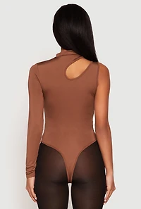 Womens Daisy Keyhole One Shoulder Bodysuit, Brown, Size S