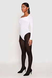 Womens Daisy One Shoulder Bodysuit, White,