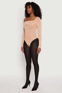 Womens Daisy One Shoulder Bodysuit, Beige, Size M