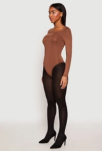 Womens Daisy One Shoulder Bodysuit, Brown, Size L