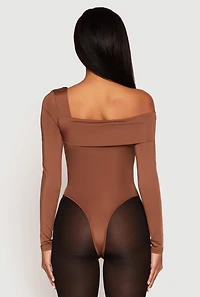 Womens Daisy One Shoulder Bodysuit, Brown, Size S