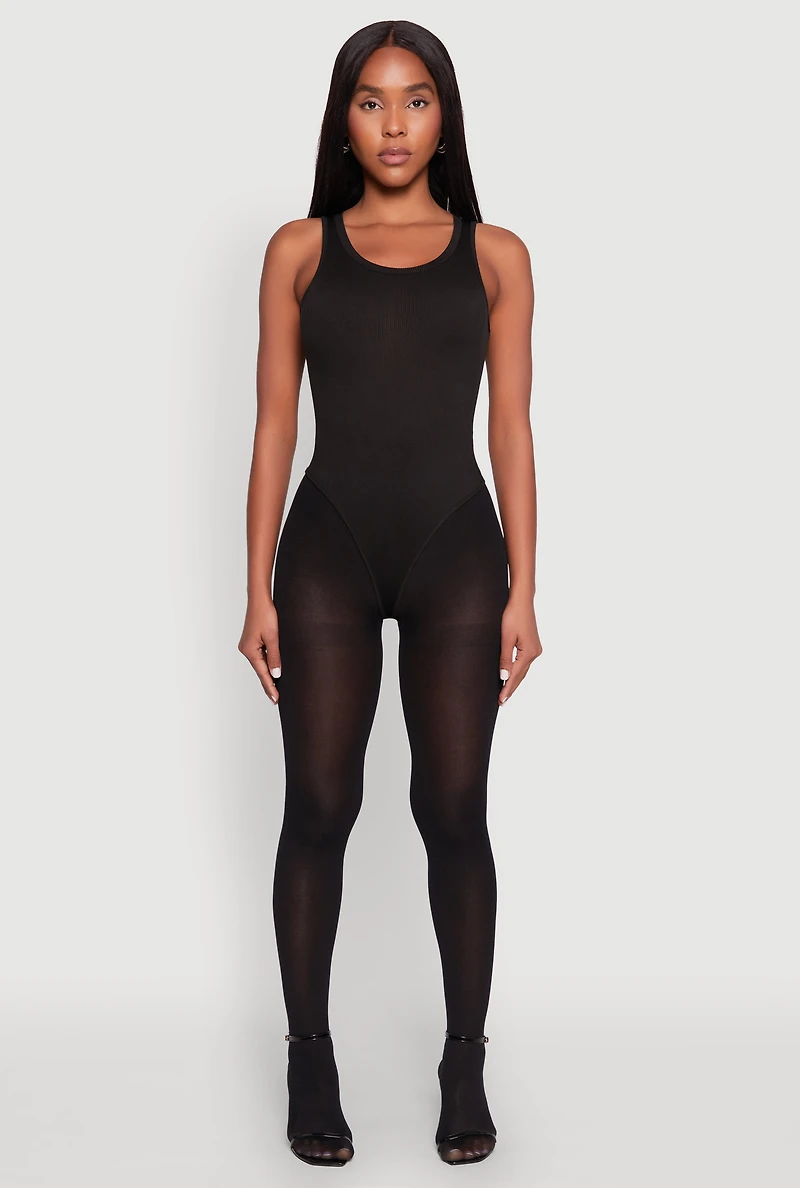Womens Daisy Basic Ribbed Knit Tank Bodysuit,
